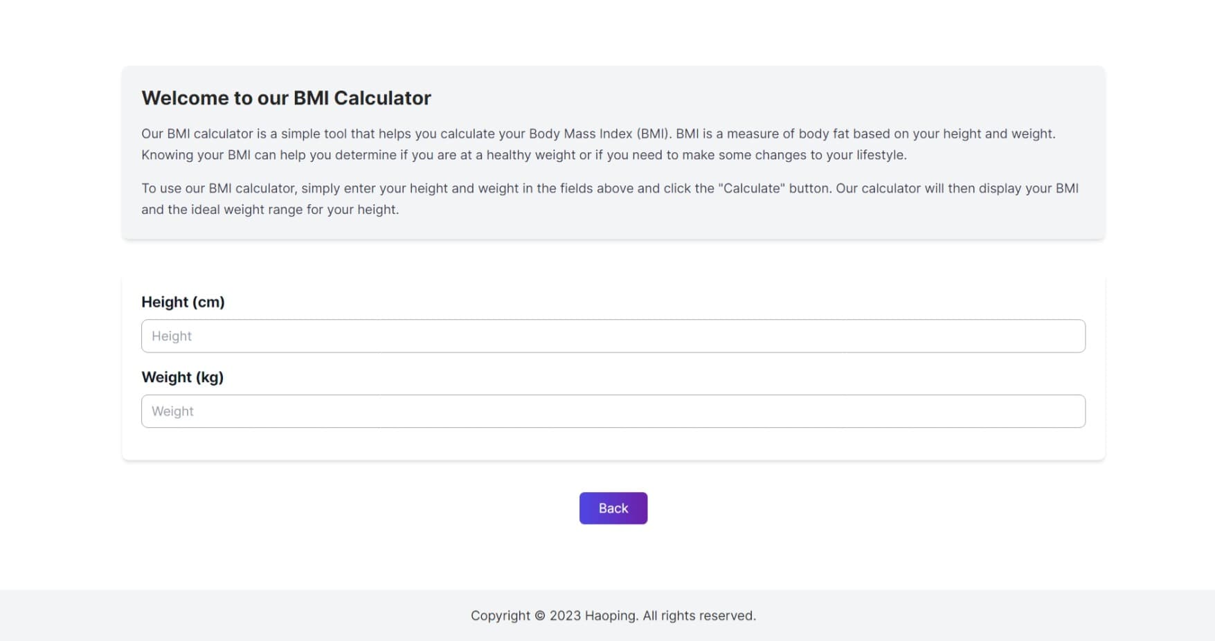 BMI Calculator